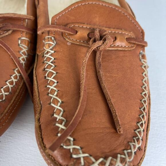 Orvis By Gokey Brown Leather Moccasin Style Slippers Men\'s 10 D Shearling Lined main image 10